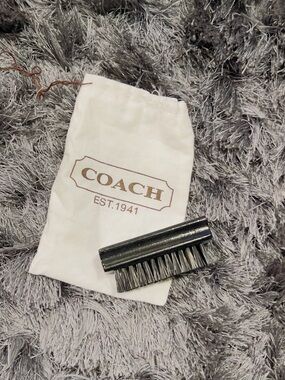 COACH Black Shoe Shine Brush with White Drawstring Pouch